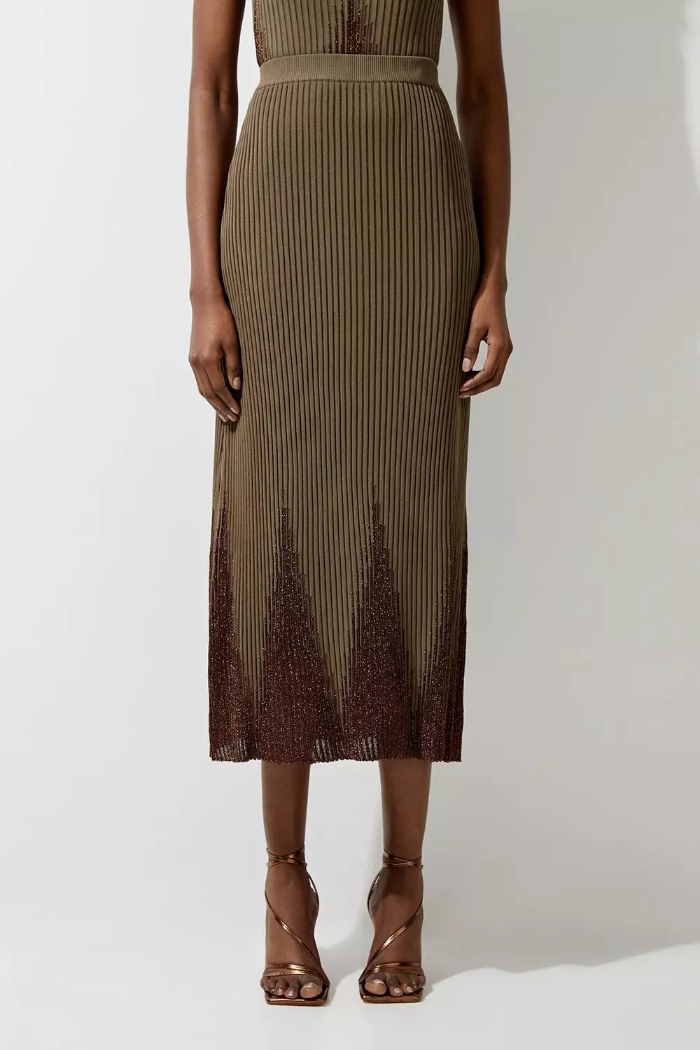 Tall Viscose Blend Shimmer Knit Skirt Co-Ord | Karen Millen